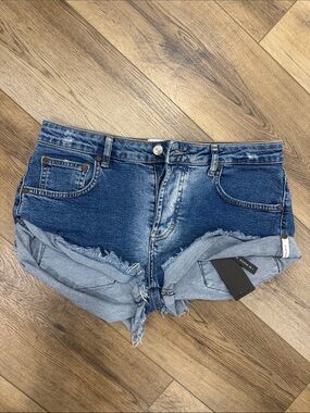One Teaspoon Classic Light Blue Distressed Denim Jean Shorts